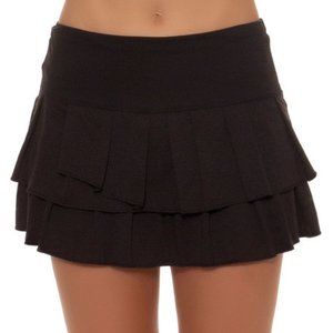 Lucky In Love Women’s Pleated Tier Tennis Skort skirt Black sz L